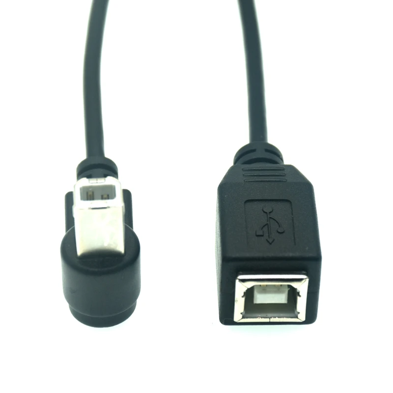 USB 2.0 B Female to Type-B Male 90 Degree Right Angle Printer Short Extension Cable 20cm for Printer Scanner Mobile HDD and More