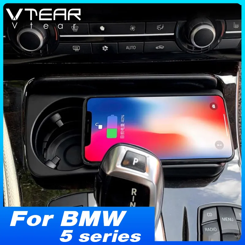 Car Wireless Charger Fast Mobile Phone Charging Panel Adapter For BMW 5 Series F10 F11 Interior Product Accessories 2010-2017