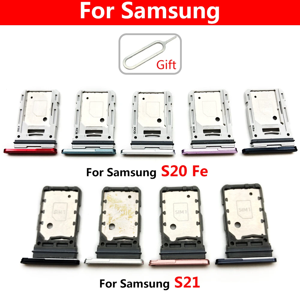 New For Samsung S21 S20 Plus Ultra Fe Dual SIM Card Slot SD Card Tray Holder Adapter Replacement Spare Parts