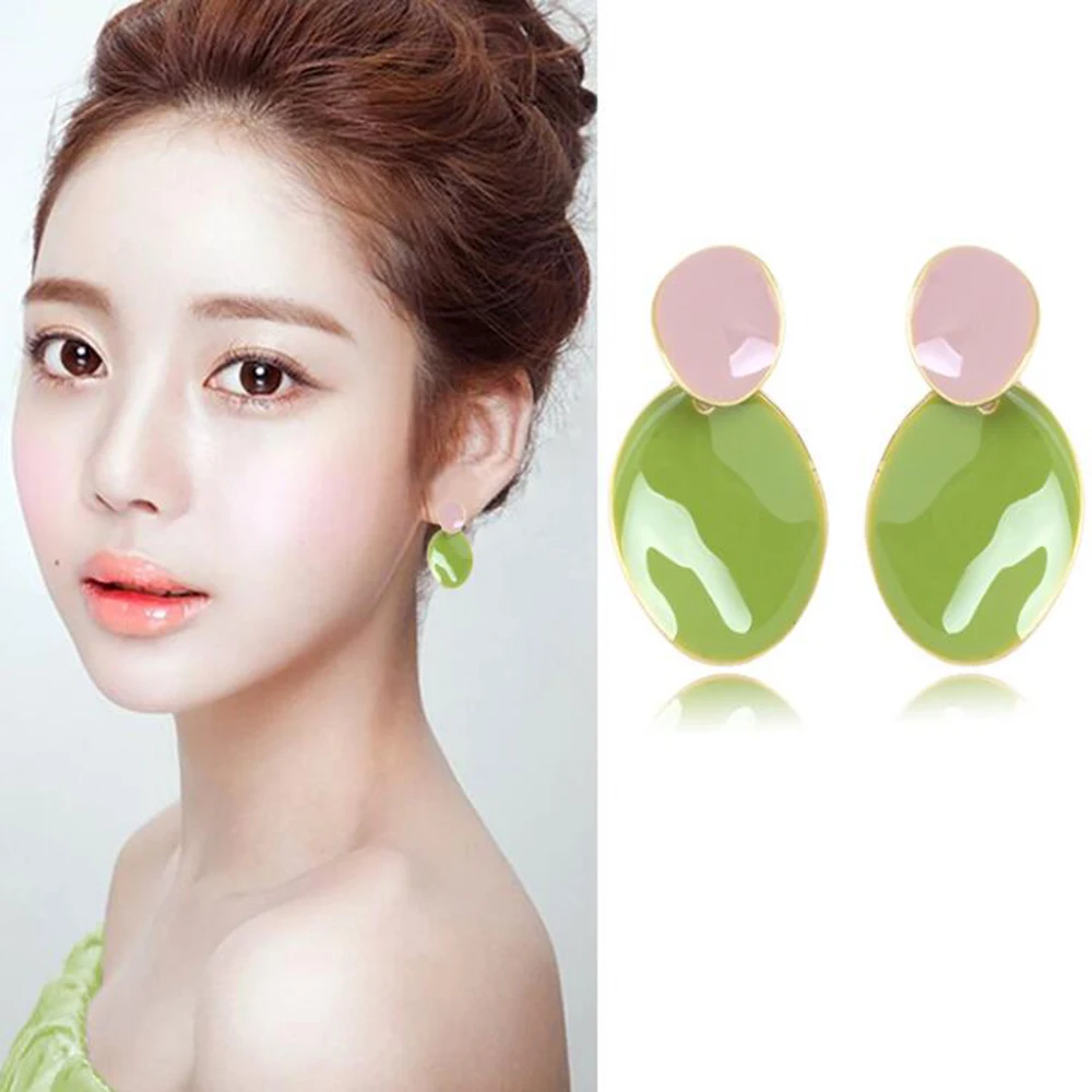 Grace Jun 2 Color for Choose Oval Geometric Shape Clip Earrings Without Piercing Xmas Earrings Ear Cuffs for Women Best Jewelry