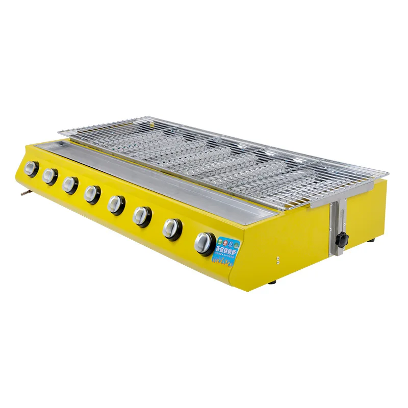 Eight-head Gas Grill Liquefied gas BBQ Machine Commercial Roast fish and shell Roasting Machine