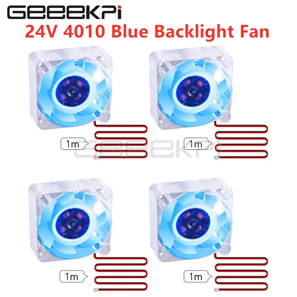 GeeekPi 4 PCS New 4010 DC 24V Cooling Fan 40MM 4CM 40*40*10mm Fan With 1M Cable For 3D Printer