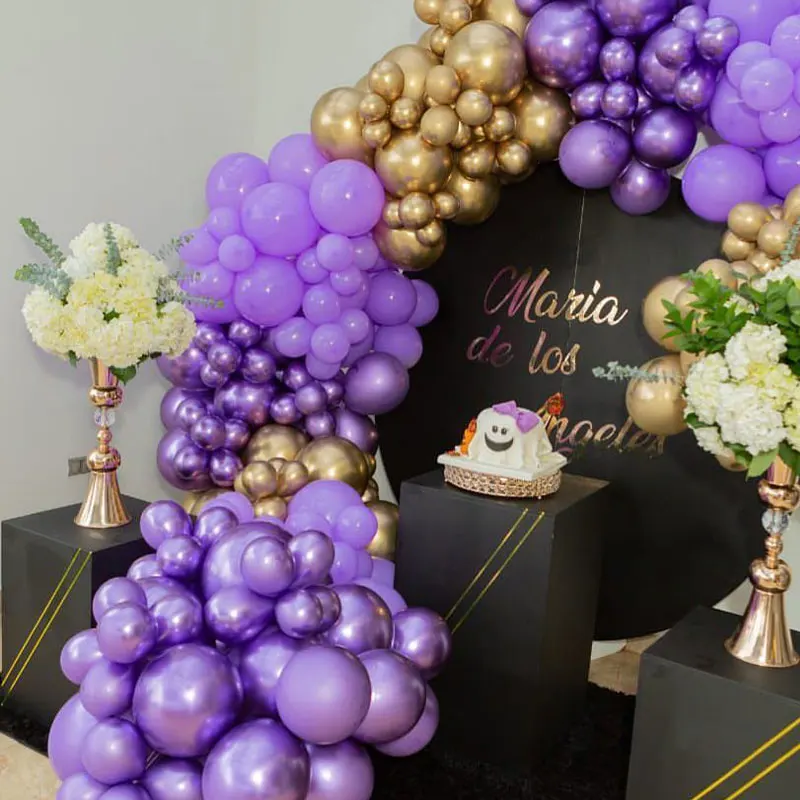 

185pcs Purple Balloon Arch Kit Bridal Shower Bow Of Ballon Garland Chrome Gold Lilac Globos Baby Brithday Party Decor Supplies