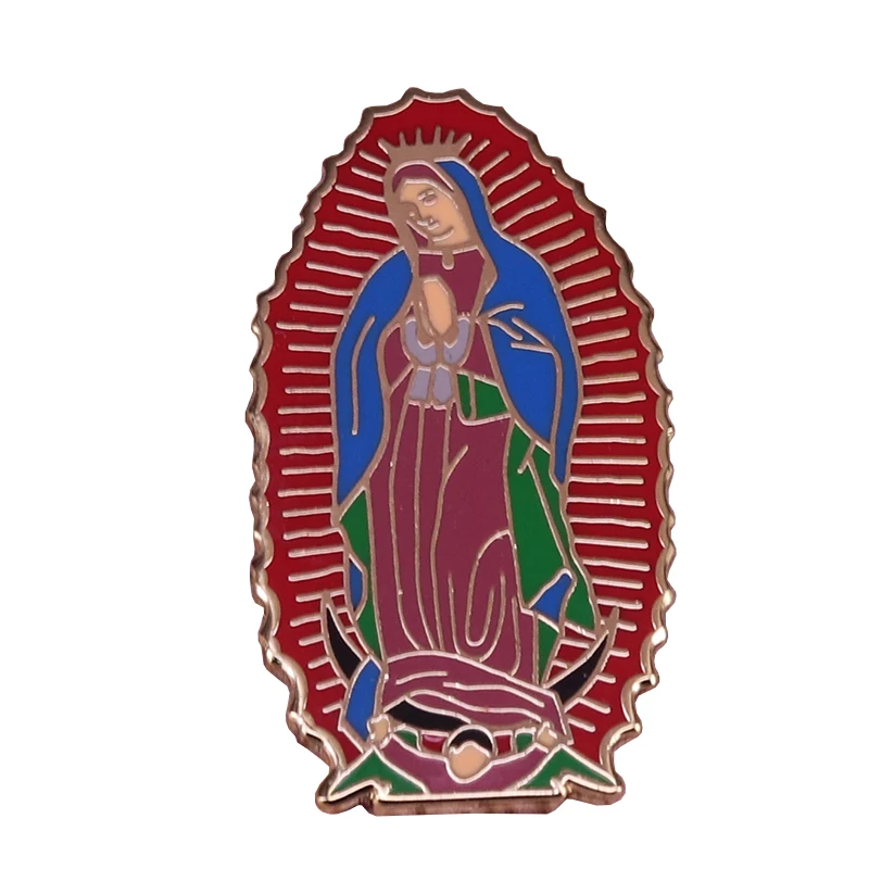 Our Lady of Guadalupe Badge Virgin Mary Blessed Mother badge Catholics feast pins peace and divine accessory