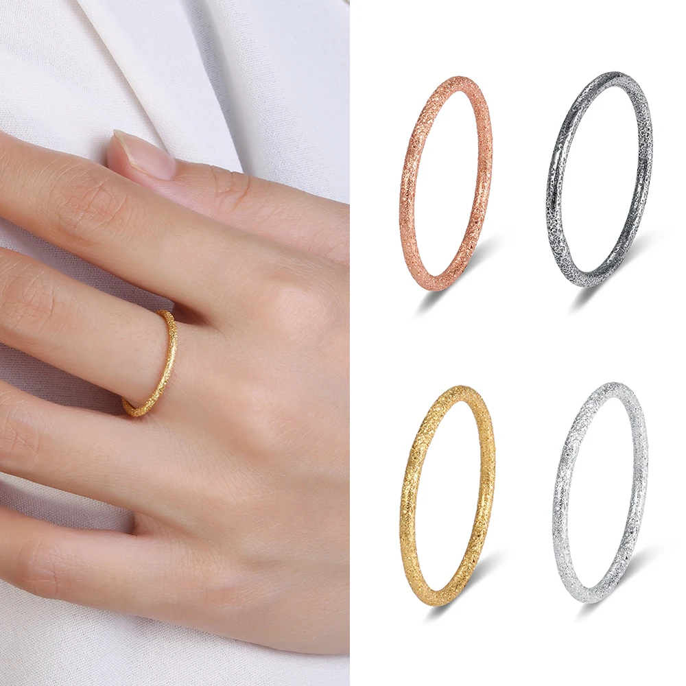 925 Sterling Silver Thin Ring Rose Gold Dazzling Dull Polish Rings Minimalist Smooth Lines Ladies Ring Stackable Fine Jewelry