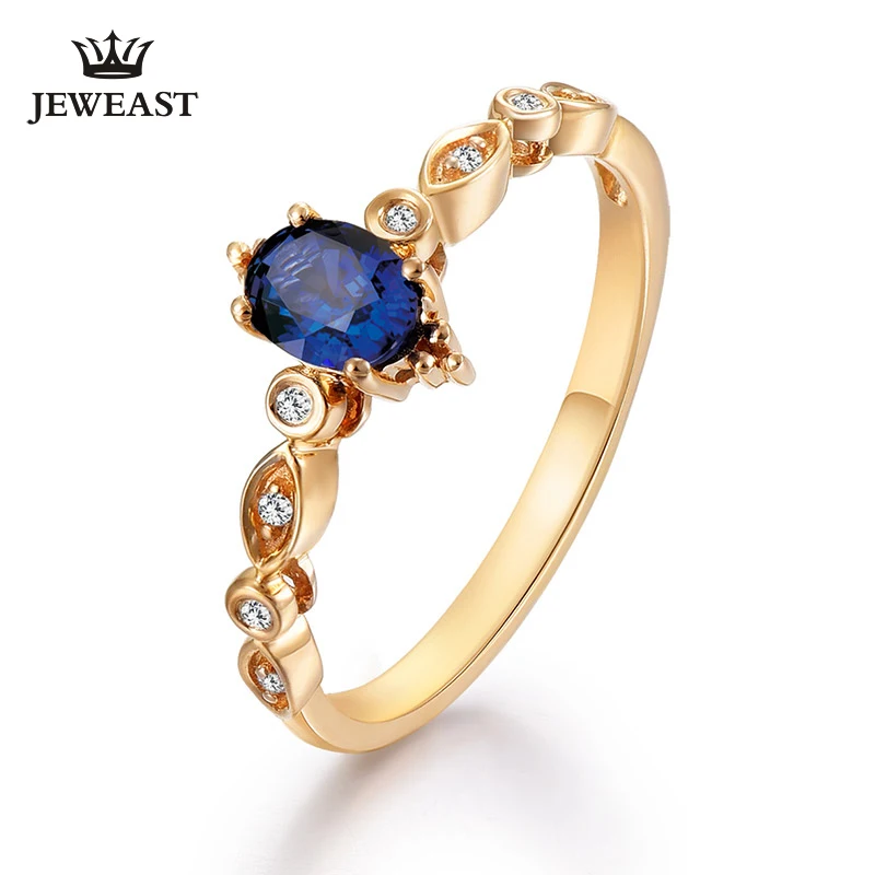 ENZO Natural sapphire 18K Pure Gold 2023 New Hot Selling Top Ring Women Heart Shape Ring  For Ladies  Woman Genuine Jewelry