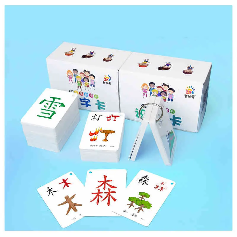 250PCS Learning Chinese Words level Language Flash Cards Kids Baby Learning Card Memory Game Educational Toy Card for Children