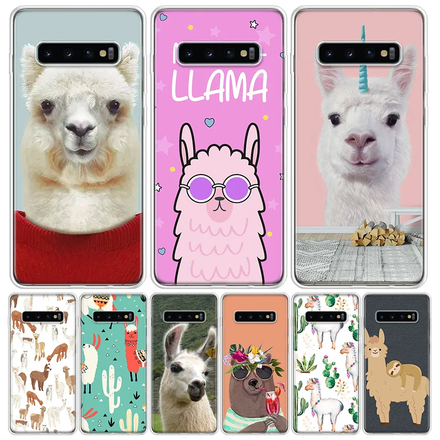 Kawaii Cute Llama Alpaca Animals Cartoon Phone Case For Samsung Galaxy S24 S22 S23 Ultra S20 FE S10 S21 Plus S10E S9 S8 + Coque