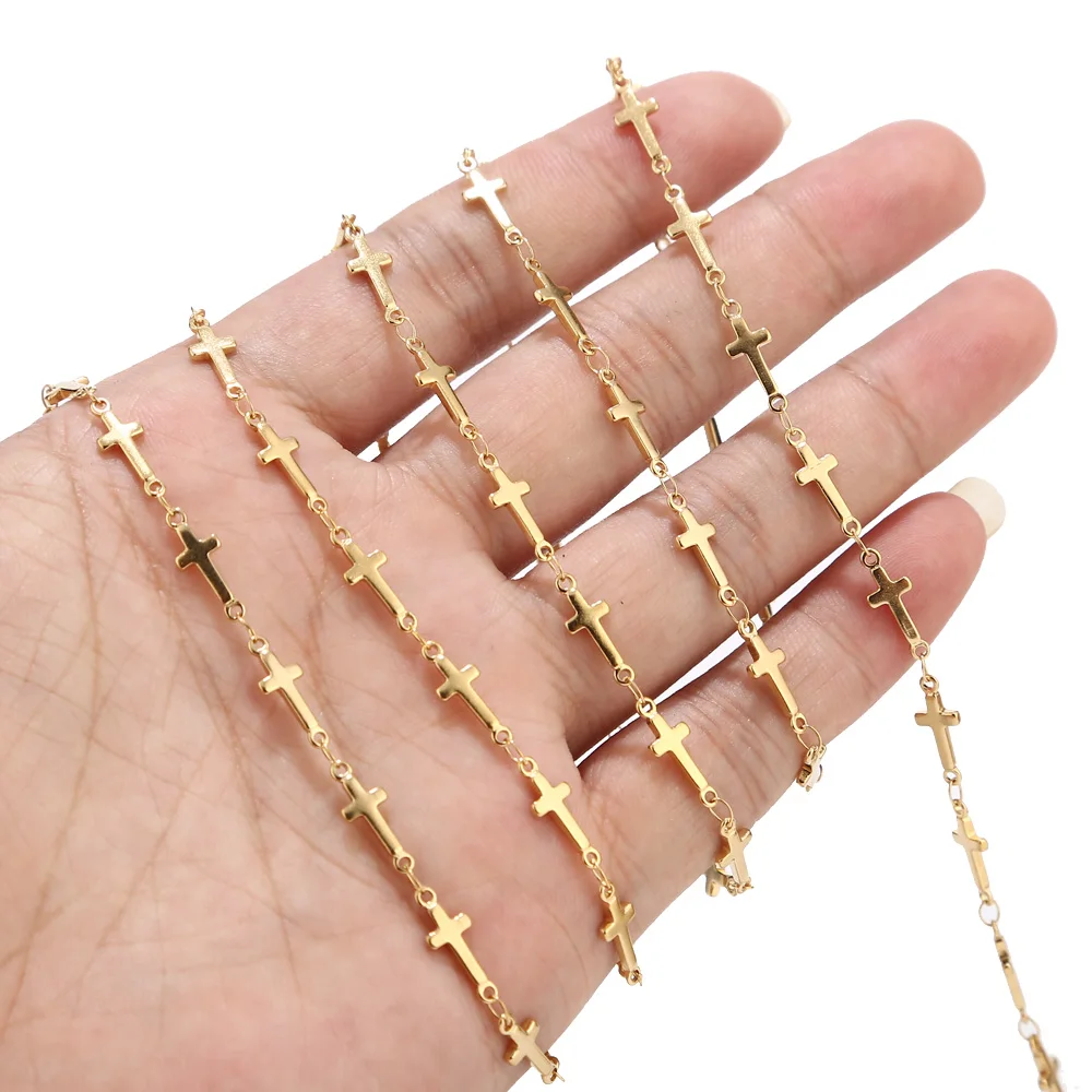 1 Meter Stainless Steel Cross Chain Handmade Jewelry Making for Women Necklace Bracelet Making