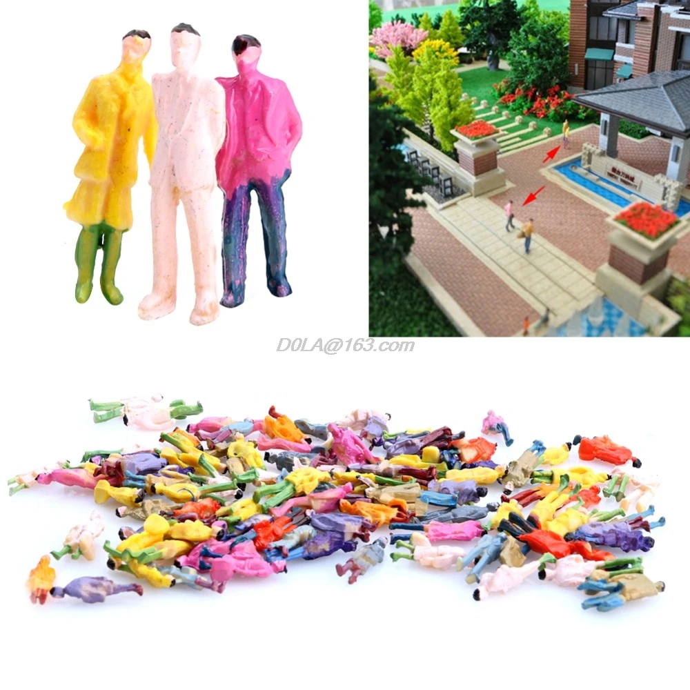 OOTDTY 100Pcs 1:87 Building Layout Model People Train HO Scale Painted Figure Passenger