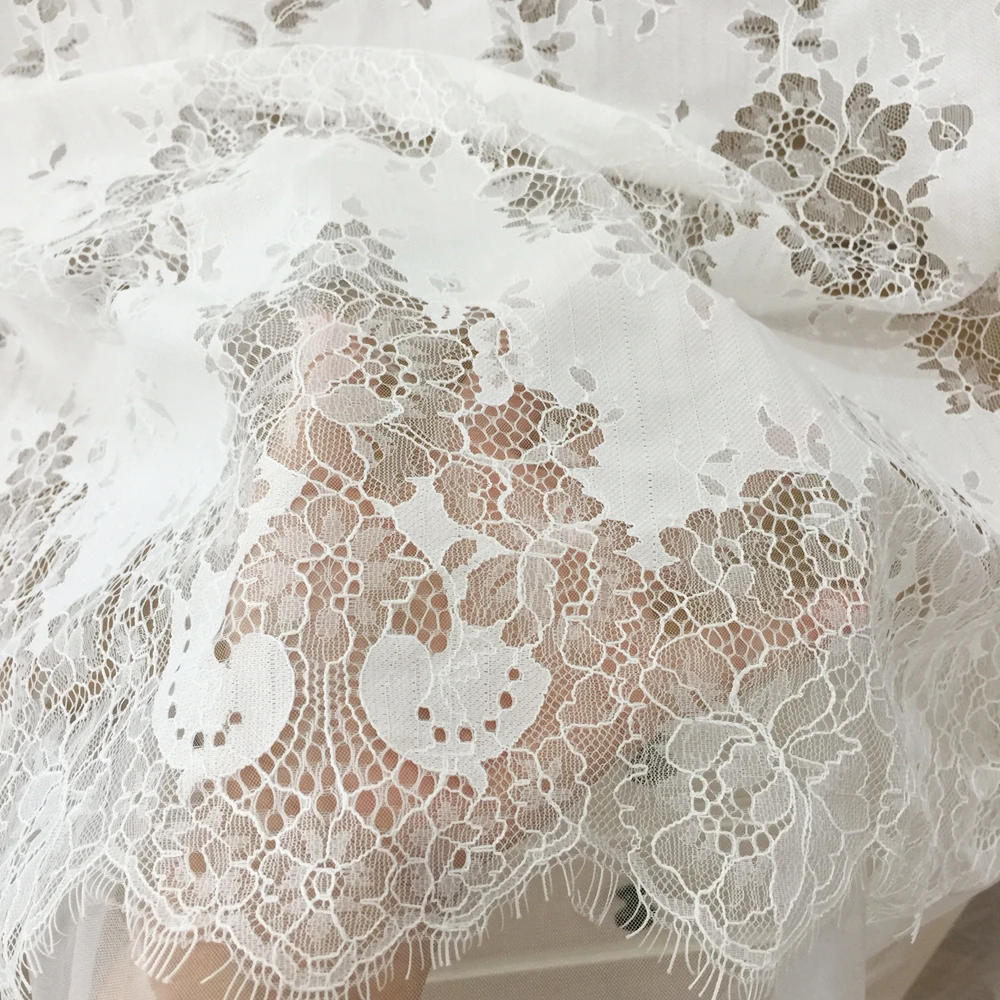 3 meters high-quality eyelash lace fabric wedding dress travel photography high-definition DIY lace accessories