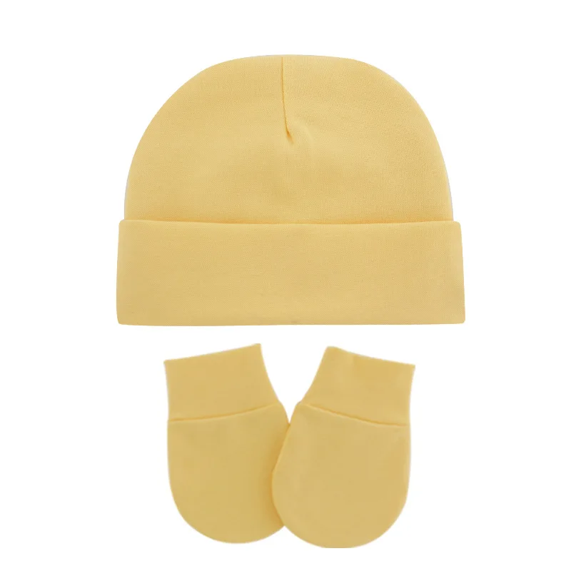 Ensemble de gants et bonnet en coton anti-rayures pour bébé, mitaines de protection du visage pour nouveau-né, kit de bonnet chaud, 3 pièces