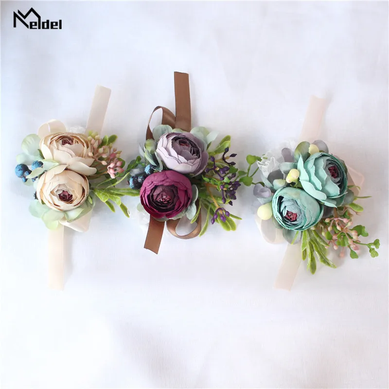 Meldel Wit Roze Bruidegom Boutonniere Mannen Zijde Rose Vrouwen Broche Bruiloft Corsage Pin Bloemen Bruiloft Huwelijk Zijde Bloem Corsages