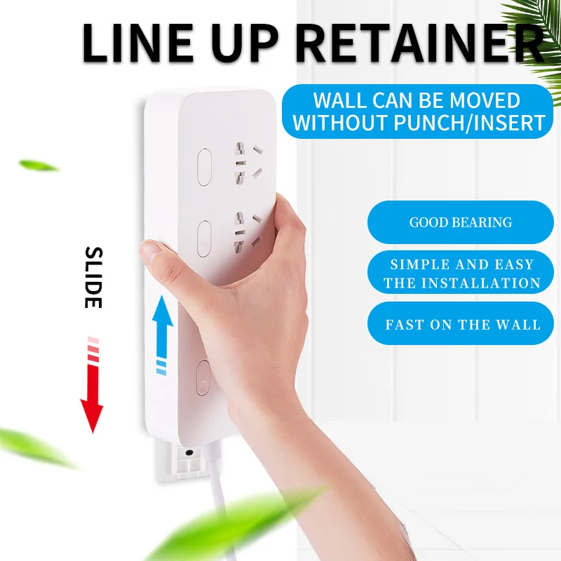 ไม่มีรอยต่อ Punch ฟรีปลั๊กสติกเกอร์ผู้ถือ Fixer Power Strip เก็บผู้ถือซ็อกเก็ตผนังผู้ถือชั้นวางขาตั้ง Plug Hook