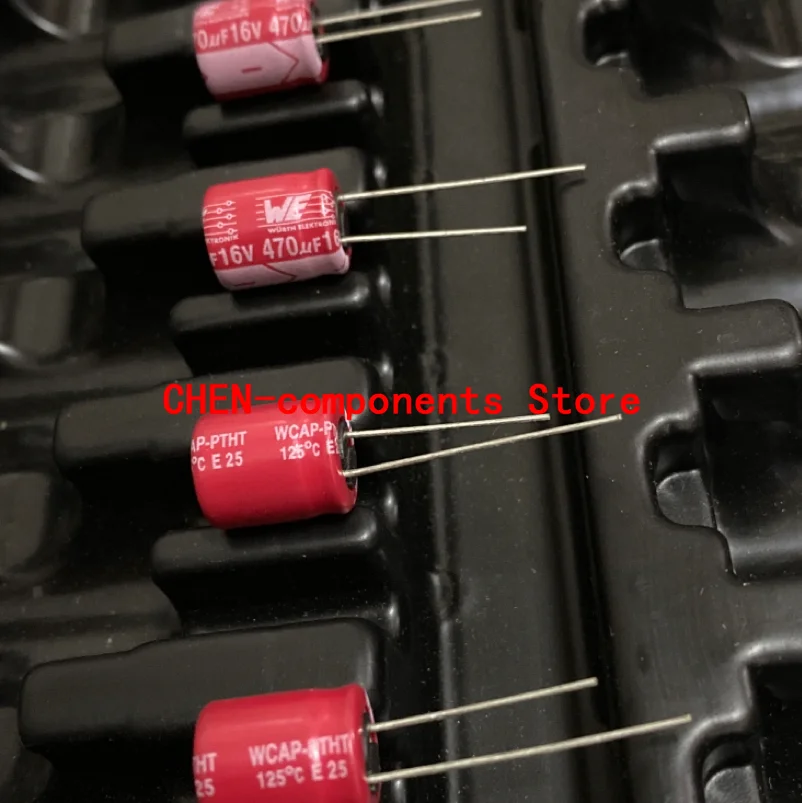 

20PCS NEW WE 16V470UF 10X12MM Red robe Solid capacitor 470uF/16v High frequency long life 470UF 16V 125degrees