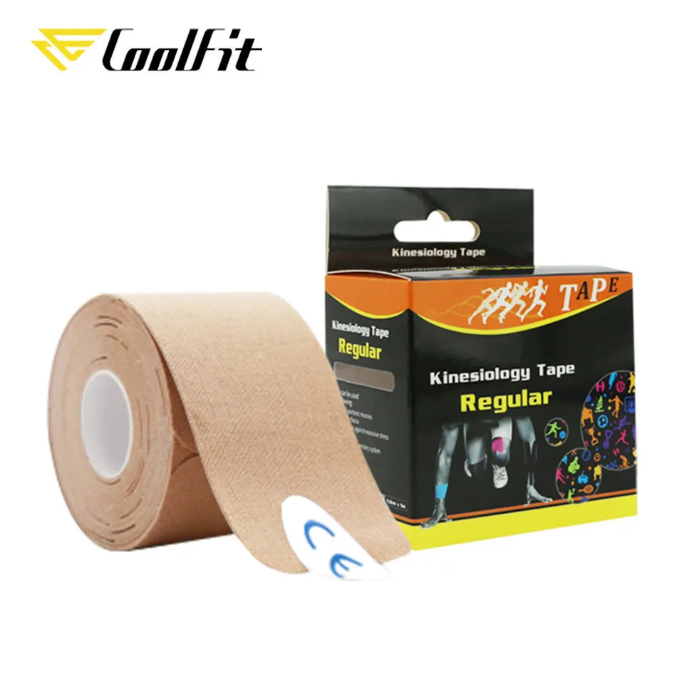 CoolFit 5cm*5m Upgraded Pre Cut Muscle Tape Elastic Roll Sport Kneepad Internal Cotton Elastic Adhesive Kinesiology Patch Injury