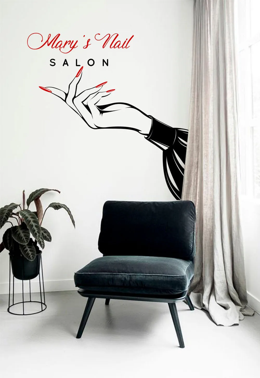 Custom Salon Name Wall Sticker Beauty Nail Salon Room Decor Pedicure Manicure Vinyl Wall Decals Fashion Posters A212