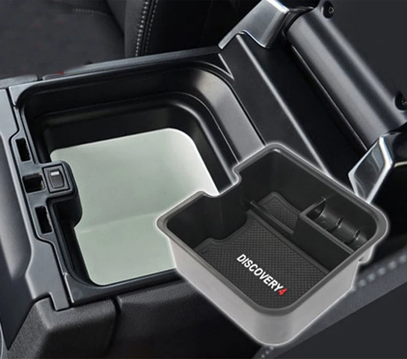 Black Car Central Storage Box Door Glove Armrest Organizer Box For Land Rover Discovery 4 2014 2015 Container Holder Tray