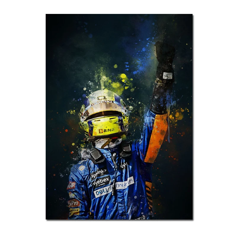 Lando Norris Poster F1 Race Cars Wall Art Canvas Painting Vehicle Prints Formula 1 Sports Picture for Living Room Home Decor