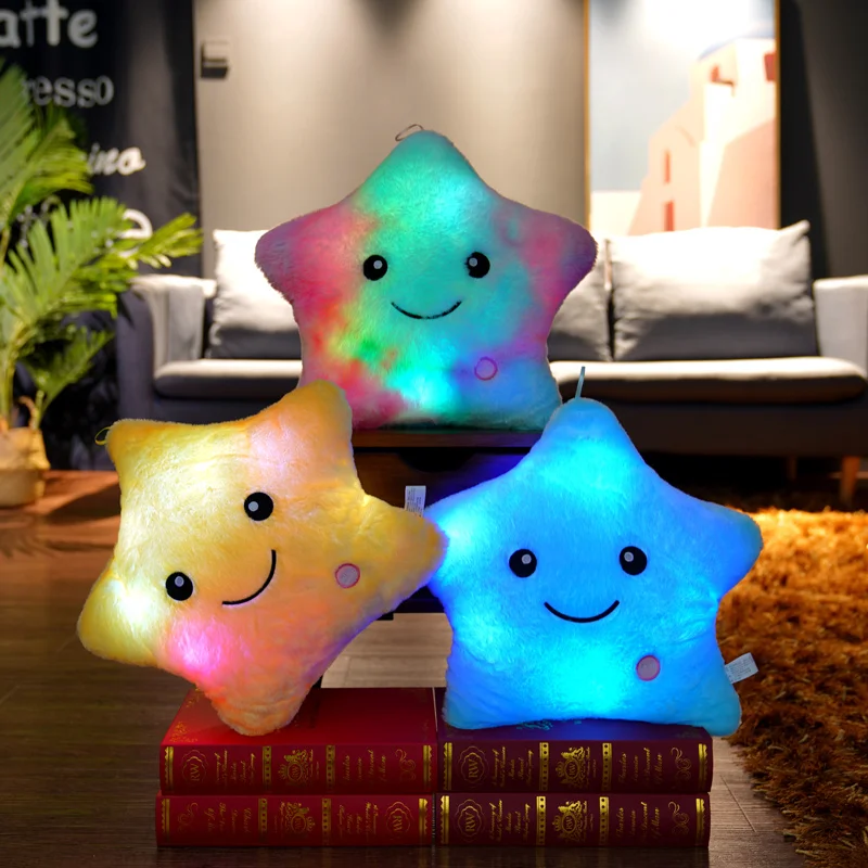 1pc 40CM Luminous Star Pillow Led Light Pillow Plush Pillow Hot Sale Toys Colorful Stars Kids Toys Birthday Gifts For Kids