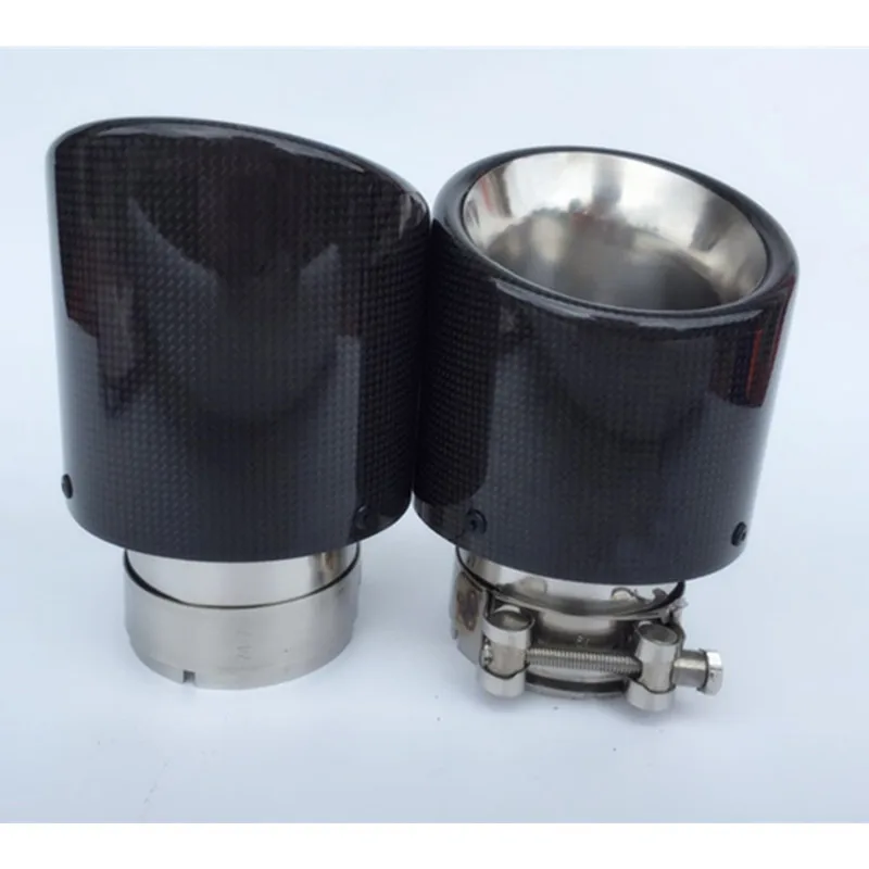Carantly-silenciador de carbono para coche, sistema de escape con punta, prensado Universal, silenciador de tubo de escape negro inoxidable, varios tamaños para Akrapovic