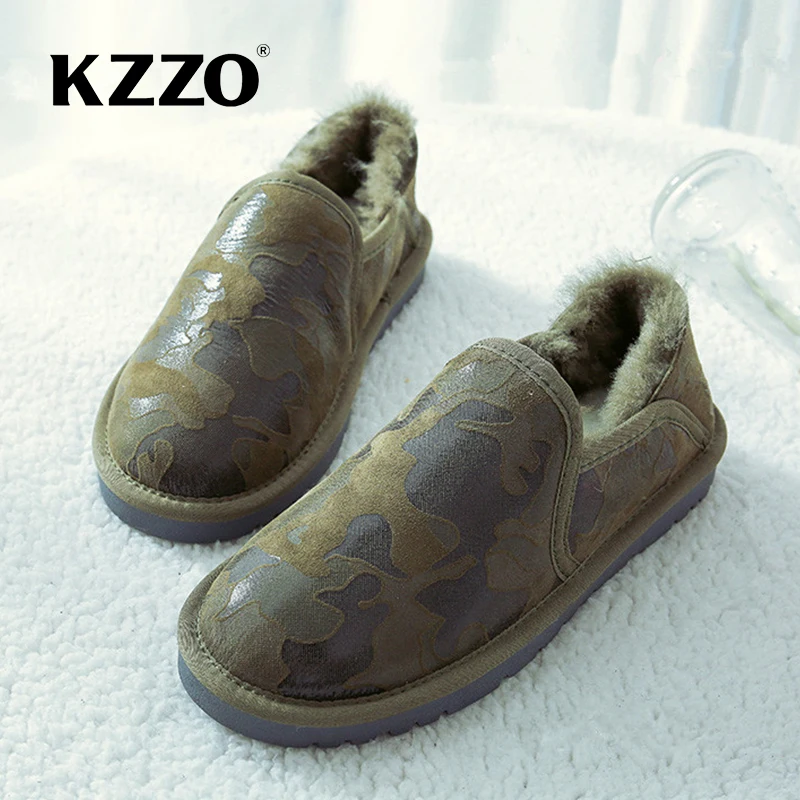 KZZO 2024 New Sheepskin Leather Women Snow Boots Natural Wool Winter Warm Lazy Shoes Australian Classic Flat Casual Mini Boots