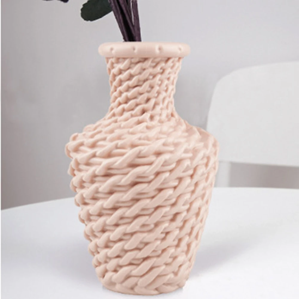 Modern Imitation Rattan Vase Table Flower Arrangement Container Living Room Nordic Style Plastic Vases For Home Decor Ornaments