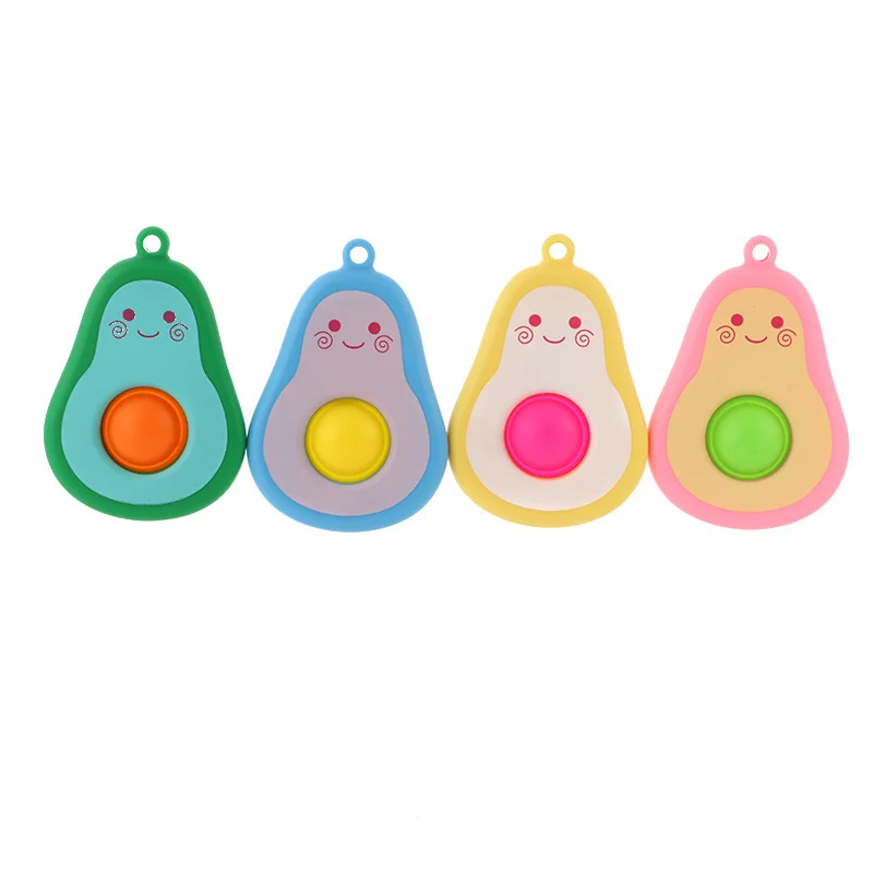 Cute Avocado Silicone Keychain Toy Simple Dimple Sensory Push Pop Portable Cartoon Decoration Pressure Relief Decompression Toys