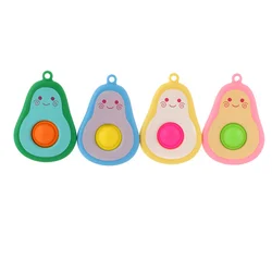 Cute Avocado Silicone Keychain Toy Simple Dimple Sensory Push Pop Portable Cartoon Decoration Pressure Relief Decompression Toys