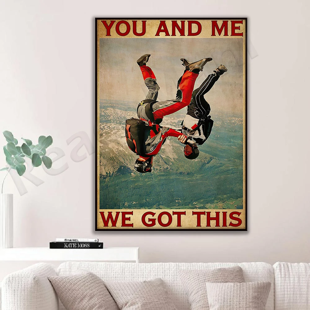 Parachutisme parachutisme زوجين affiche vous et moi Nous Vamos obtu onu affiche maison salé à pare-dessus