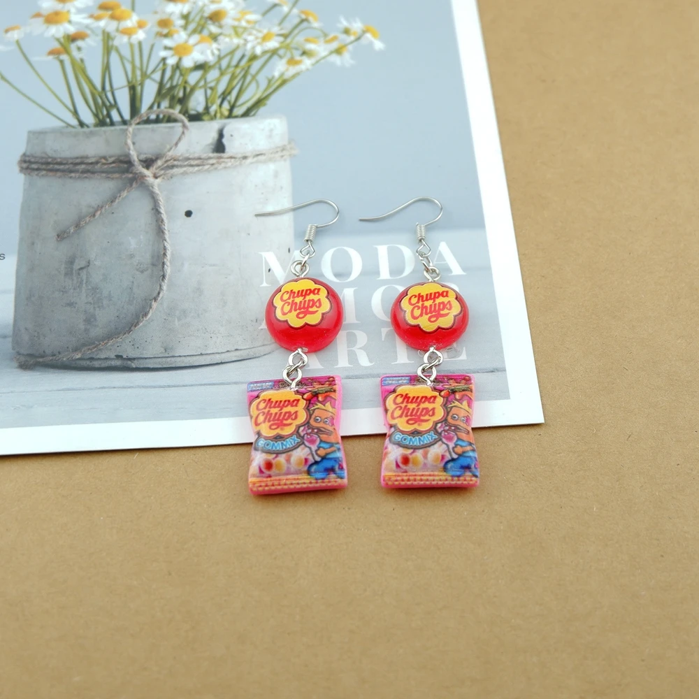 Kawaii غائر الدب الشوكولاته البسكويت الأقراط زي العصرية نمط امرأة فتاة المجوهرات قطرة الشحن