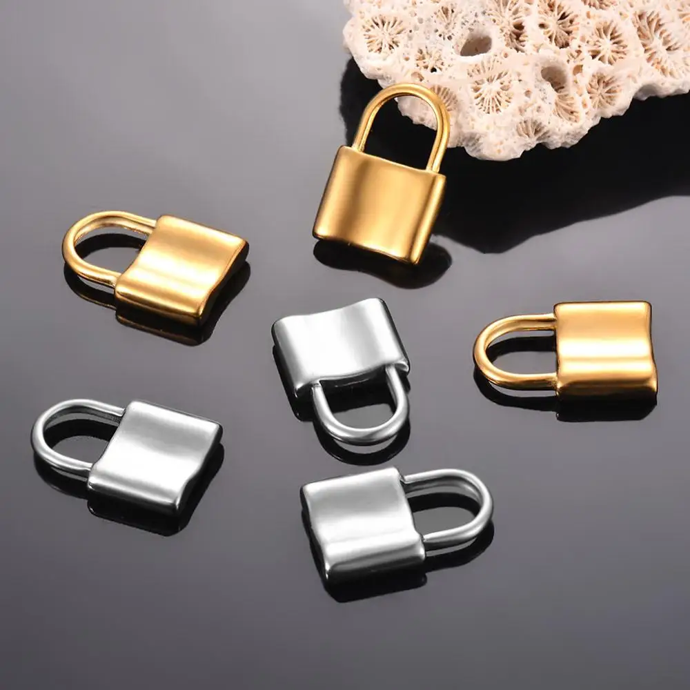 5Pcs Wholesale Stainless Steel PadLock Pendant Charms Lock Charms for Diy Necklace Bracelet Jewelry Making Accessories 15X22mm