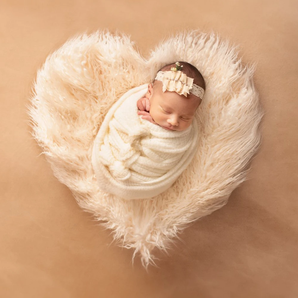 Don&Judy Long Pile Newborn Baby Infant Photo Shooting Blanket Mat Faux Fur Rug Photography Background Basket Layer For Studio