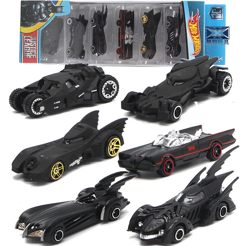 6 Pcs/set Bat Chariot Set Alloy Car Models Toy American Movie 6th Generation Bat Chariot Metal Cars Suit Children Birthday Gifts