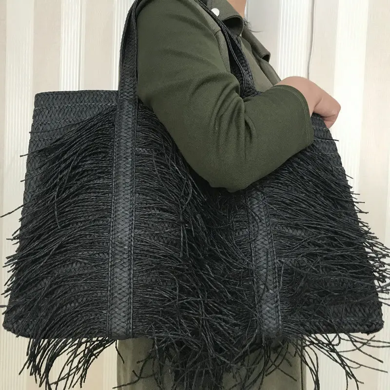 BTCHING Sac Plage Paille Tressée Main Grande Capacité – Sac à Main Femme Élégant Blanc Estival
