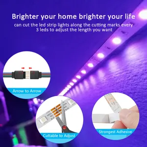 LED strip lights RGB 3535, 5V 1m-30m, 16 million colors, RGB, synchronization of LED strip lighting music, color change to party at home 12 Main Color Lamp Sales - №5