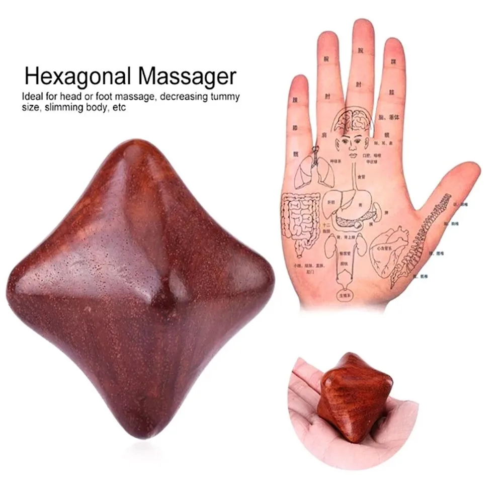 1pcs Vietnam Rosewood Hexagonal Hand Ball Massage Ball Meridian Health Care Equipment Deep Tissue Massage Acupressure Rings