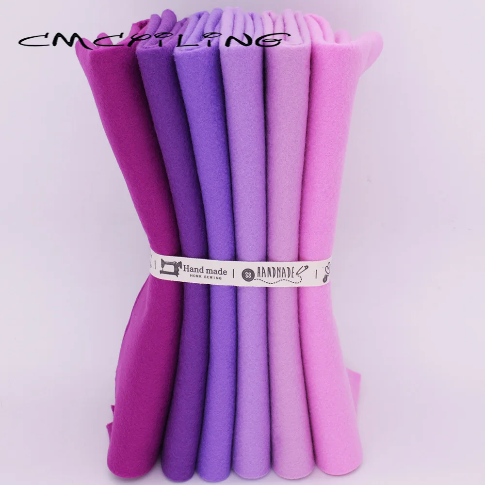 CMCYILING Sewing Felt Fabric For Needlework DIY Dolls Crafts Toys,Soft Purple Non-Wove , Polyester Cloth 6Pcs/Lot 25cmx28cm