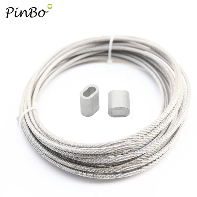 5 Meter wire Rope PVC Transparent Coated Cable Stainless Steel rope Clothesline Diameter 0.8mm 1mm 1.5mm 2mm 3mm