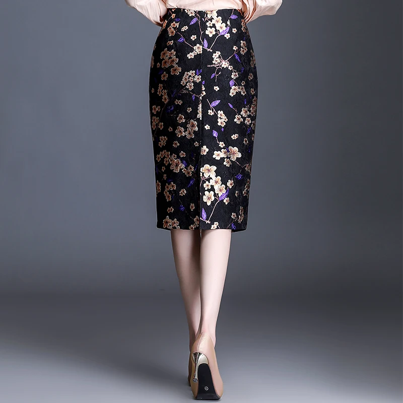 Women Vintage Print Skirt New Slim 2021 Fashion Chinese Style Skirt Pack Hip Sexy Skirt