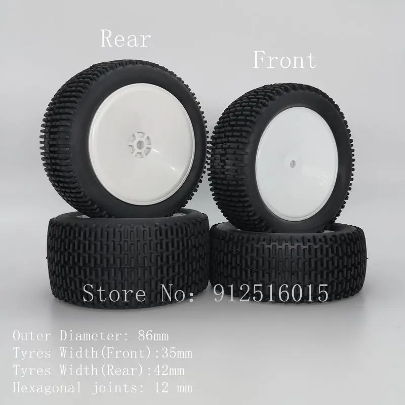 

2pcs/4pcs 1/10 Buggy Tires Tyre Walking(Off-Road) Dish White Wheel Rim fits for 1:10 4WD Buggy Car 1/10 Tire