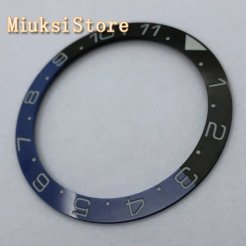 1PCS 38mm blue super luminous watch ceramic bezel 12Hours Dual-Time ring Insert fits for 40mm watches watch case