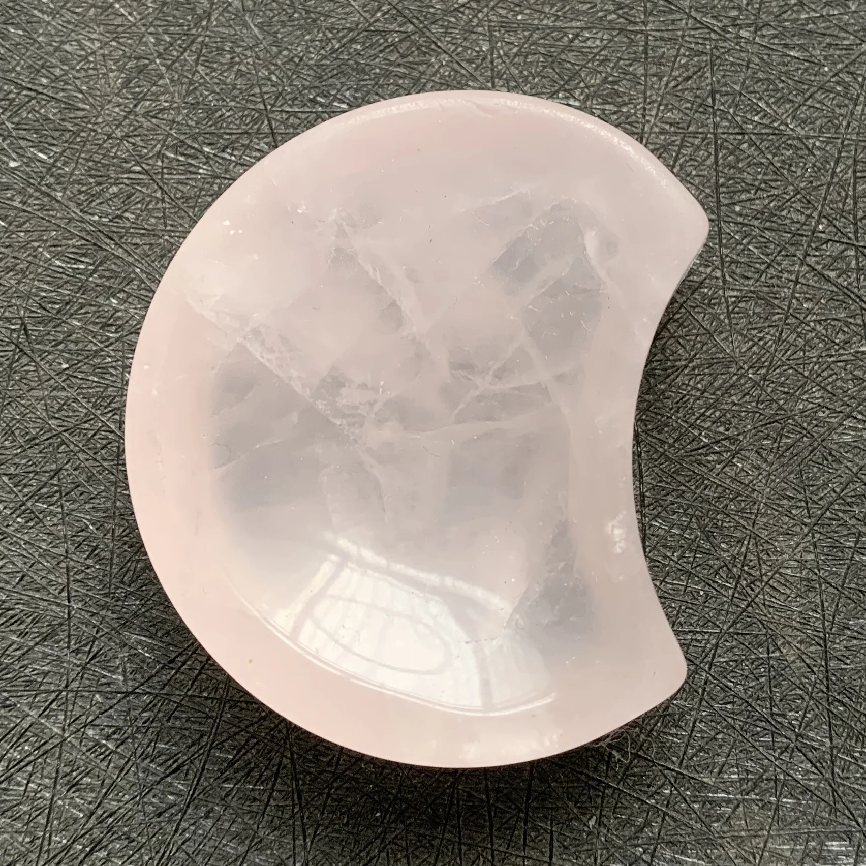 Natural Rose Quartz Bowl Heart Colorful Decoration Polished Moon Pink Crystal Dish