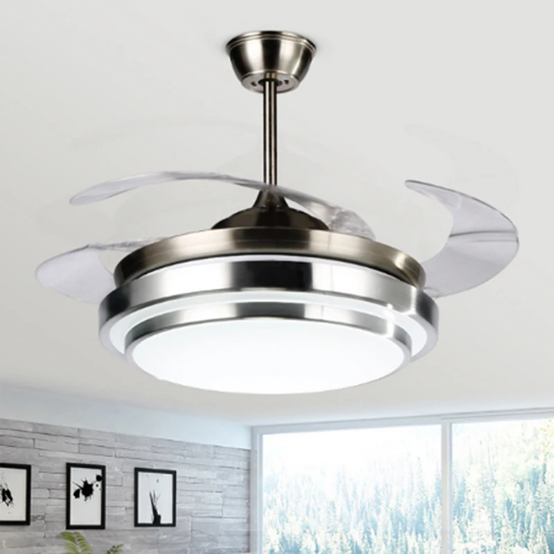 Modern Simple Ceiling Fan Light ABS Fan Blade Acrylic LED 110v / 220v 36/42 Inches For Remote Control Of Living Room Lighting