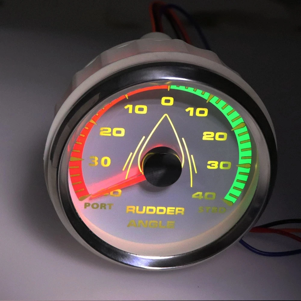 52/85mm Rudder Angle Indicator 0-190 ohm With Mating Sensor 8 Color Backlight Boat Marine Rudder Angle Gauge Meter