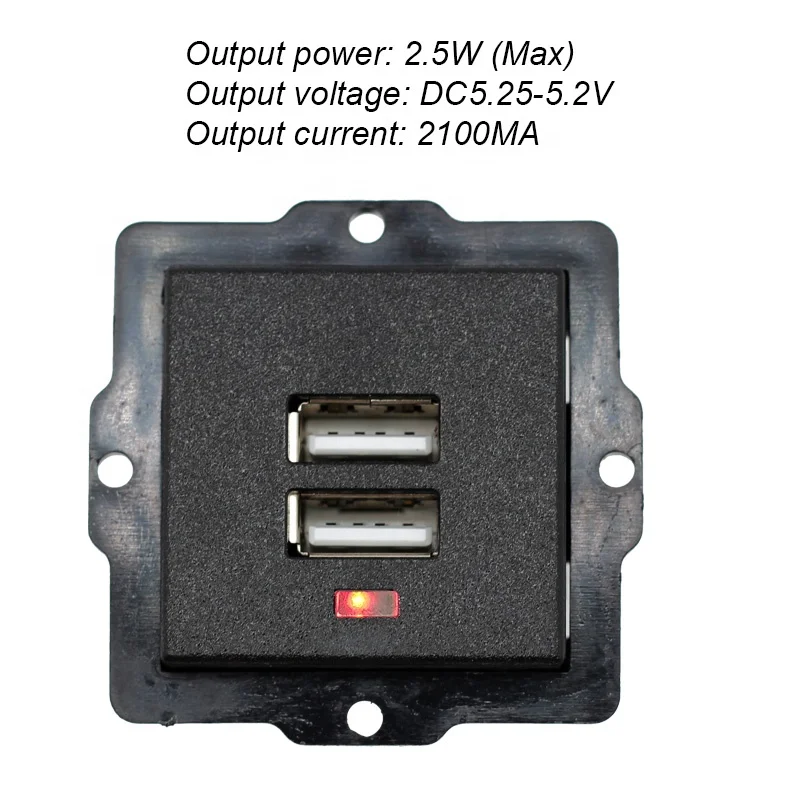 Soket Daya AC USB Tertanam Desktop Wadah DC Pengisian Daya Modul Panel Outlet 5V 220V dengan Indikator LED