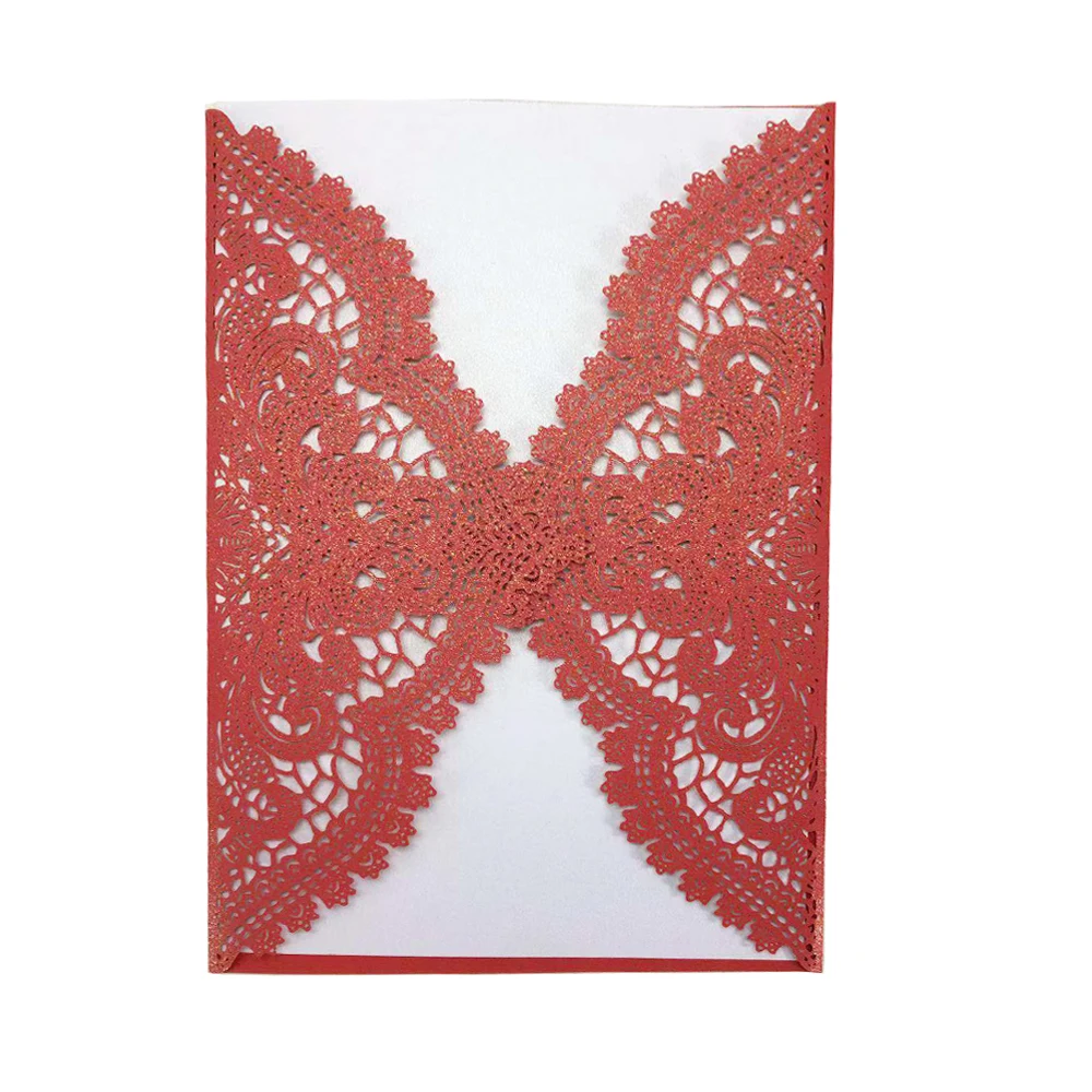 10pcs Laser Cut Wedding Invitations Card Lace Flower Customize Print Greeting Card Valentine\'s Day Wedding Party Favor Supplies