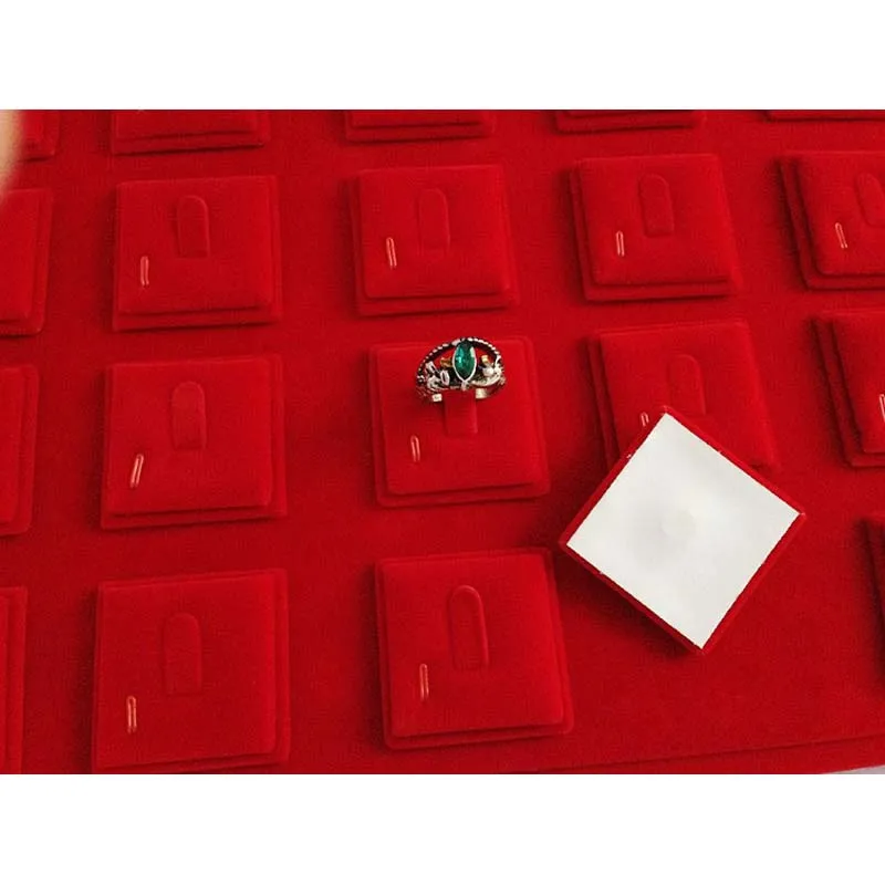Red Velvet Ring Jewelry Display Tray Holder Stud Bracelet Earring Pendant Necklace Watch Jewelry Storage Organizer Showcase Tray