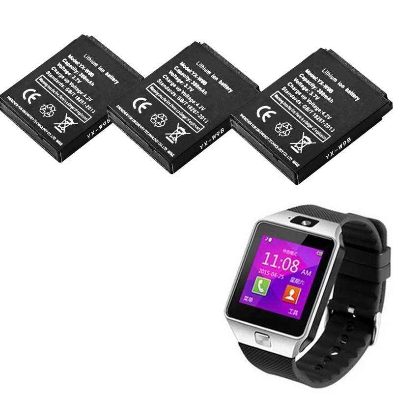 3.7V 380mAh SmartWatch Bateria do DZ09 akumulator litowo-polimerowy do KSW-S6 Bateria zapasowa do RYX-NX9 A1 inteligentny zegarek