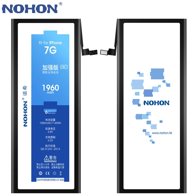 NOHON Battery For iPhone 7 8 Plus X XR XS MAX 11 Pro Bateria For iPhone7 iPhone8 Plus Replacement Real Capacity Phone Batarya